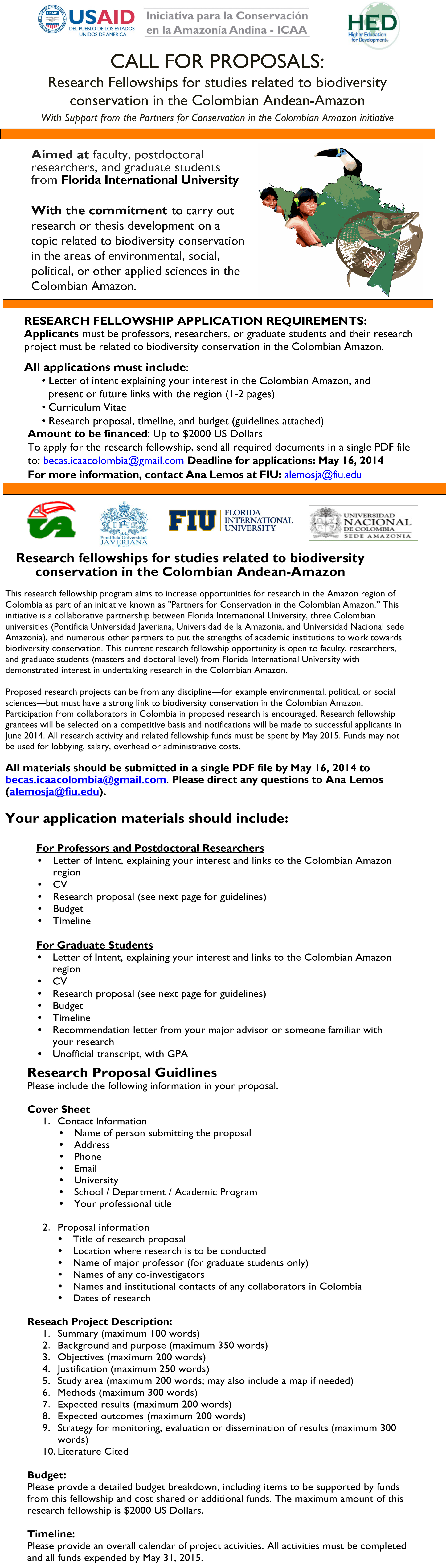 Research Fellowship Colombian Andean-Amazon