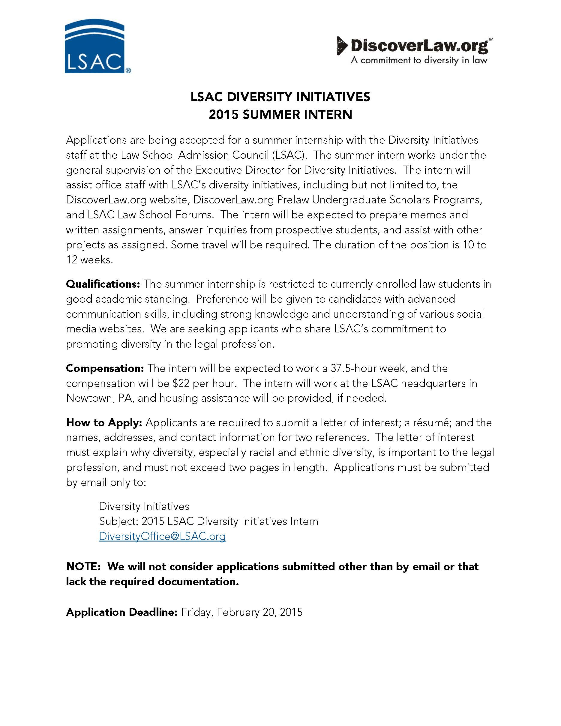 LSAC Diversity Initiatives Internship